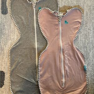 Love to Dream: Gray and Pink Baby Swaddle Set